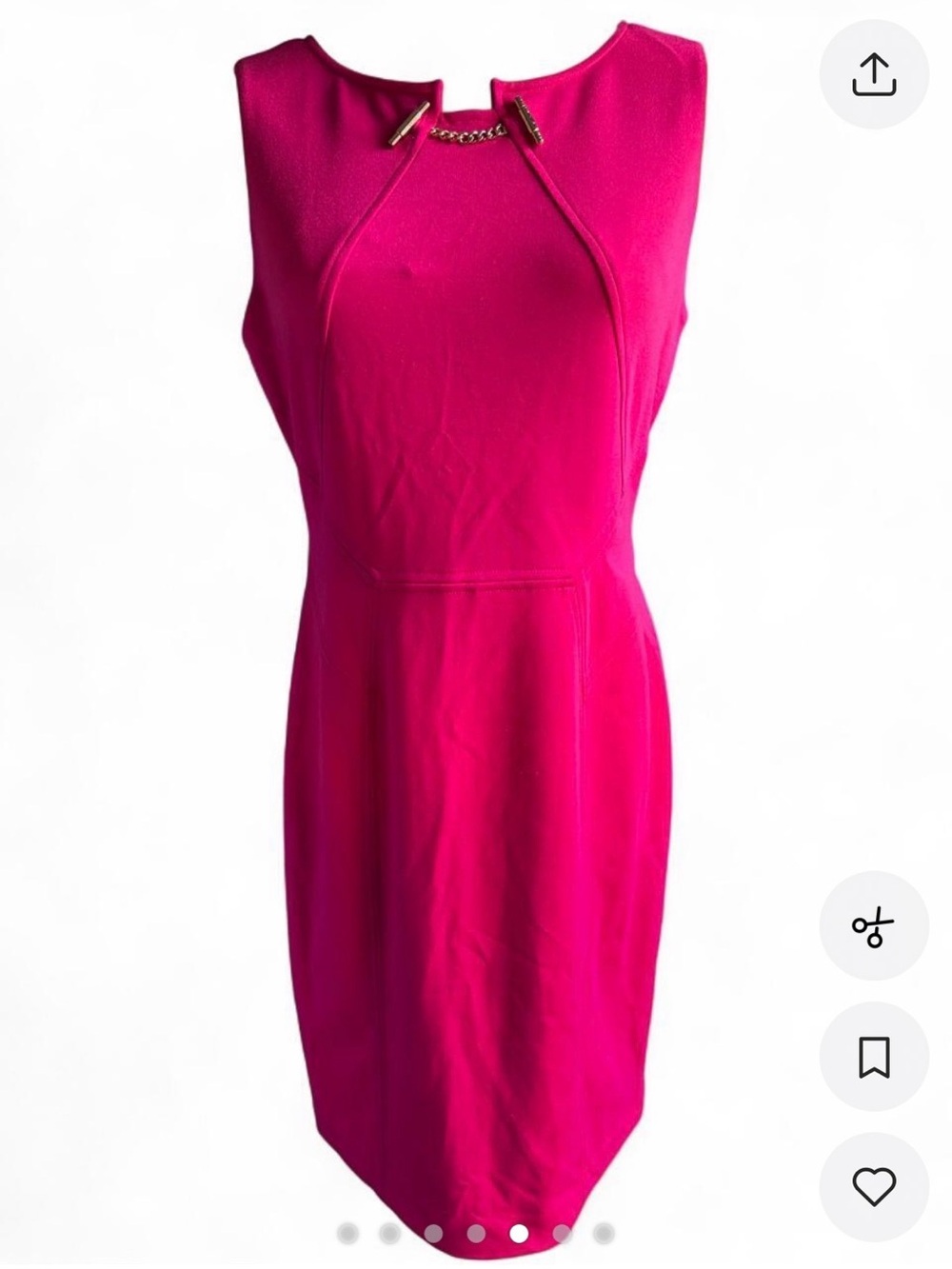 Ivanka Trump Fuchsia Sheath Dress with Gold Chain Accent